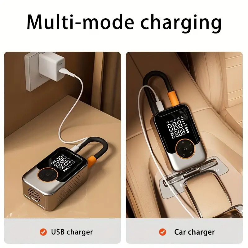 Mini bezdrôtový auto kompresor 12V s LED displejom — изображение 4