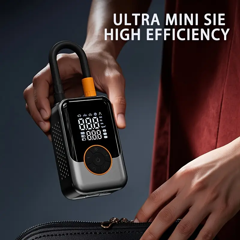 Mini bezdrôtový auto kompresor 12V s LED displejom — изображение 6